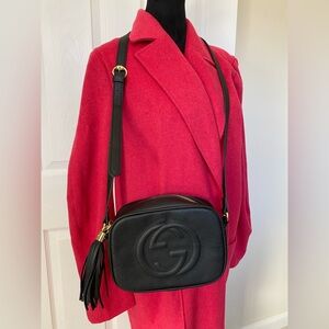 Black Crossbody Bag with Gold Accents